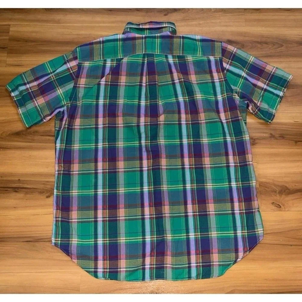 Mens Polo‎ Ralph Lauren Madras Plaid Colorful Button Up Shirt